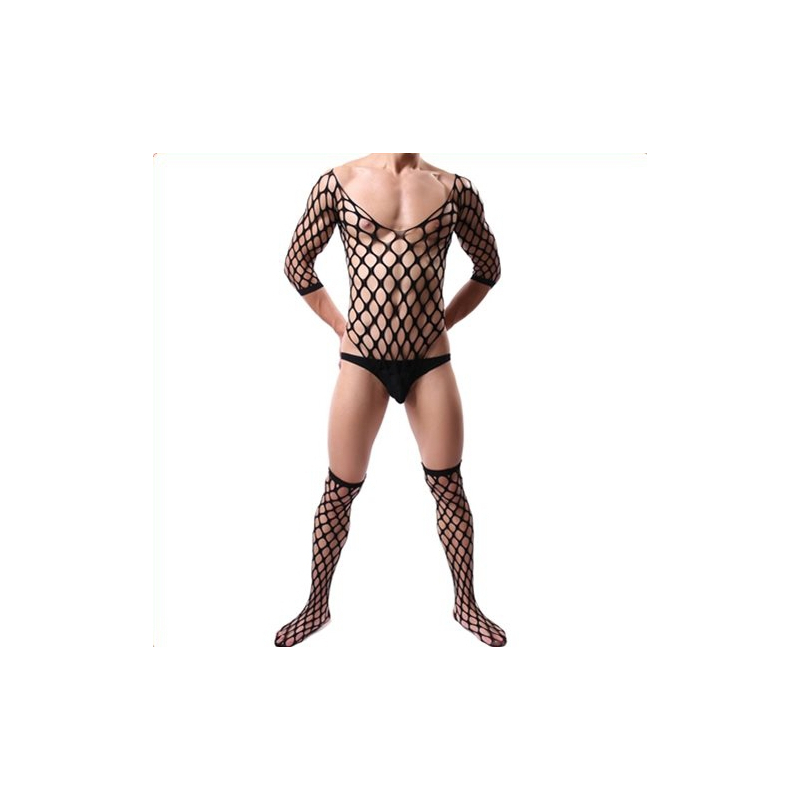combi filet avec chaussettes noir