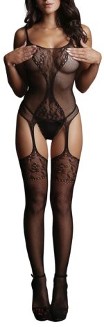 combi sexy fishnet lace noir