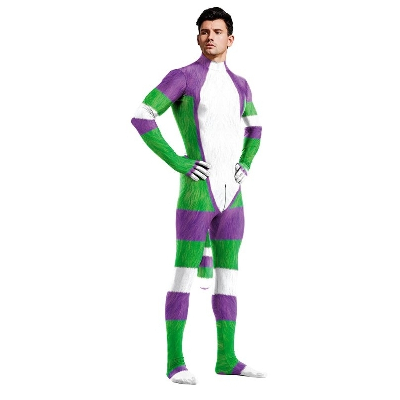combinaison cosplay cartoon blanc vert violet 2