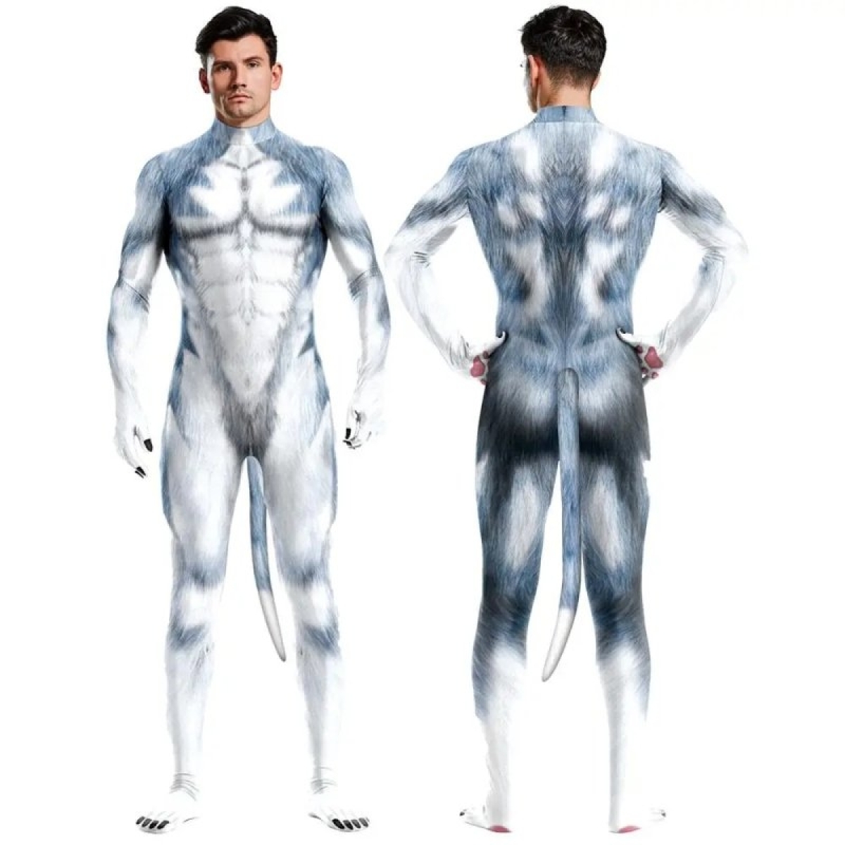 combinaison cosplay chien husky bleu gris