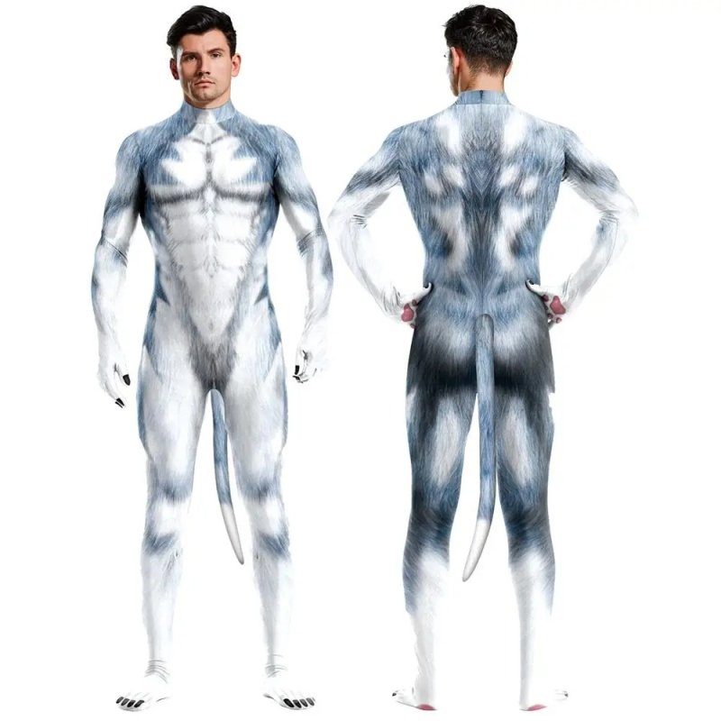 combinaison cosplay chien husky bleu gris
