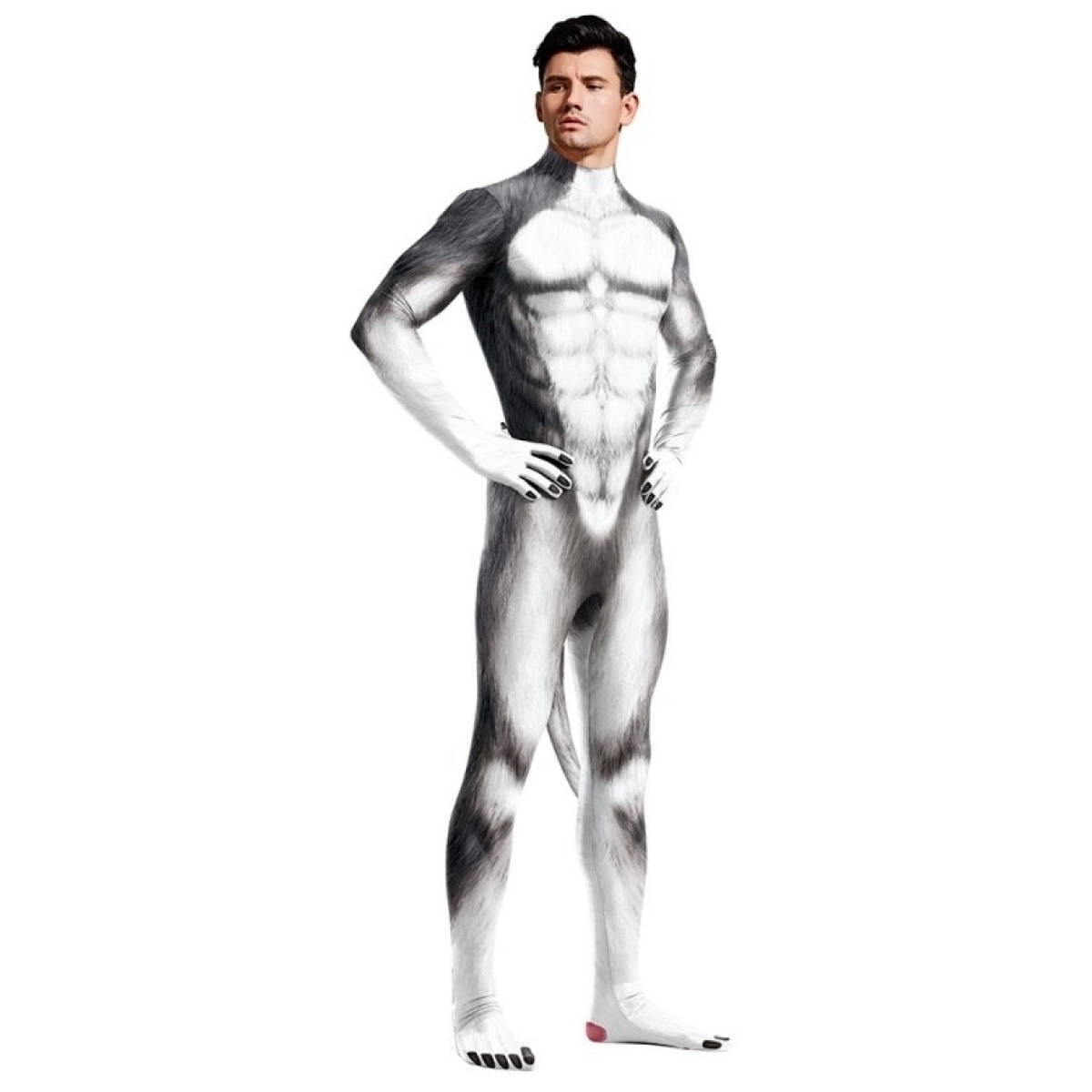 combinaison cosplay chien husky gris 1