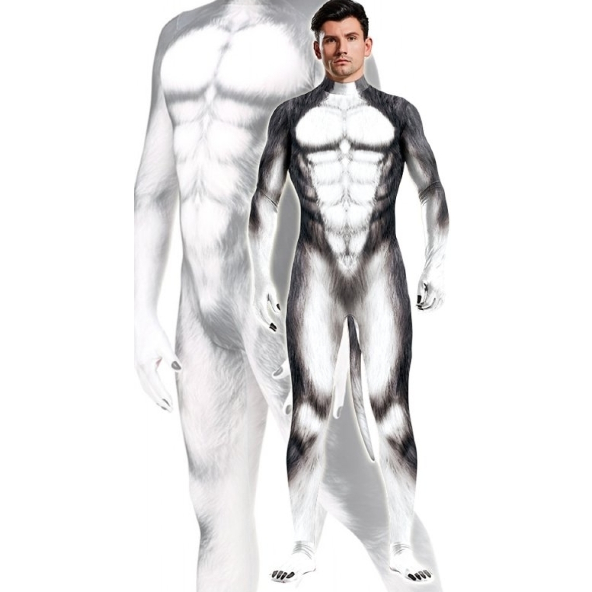 combinaison cosplay chien husky gris