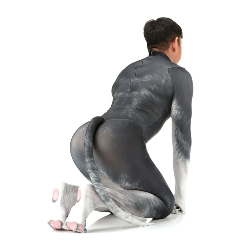 combinaison cosplay chien husky gris 3