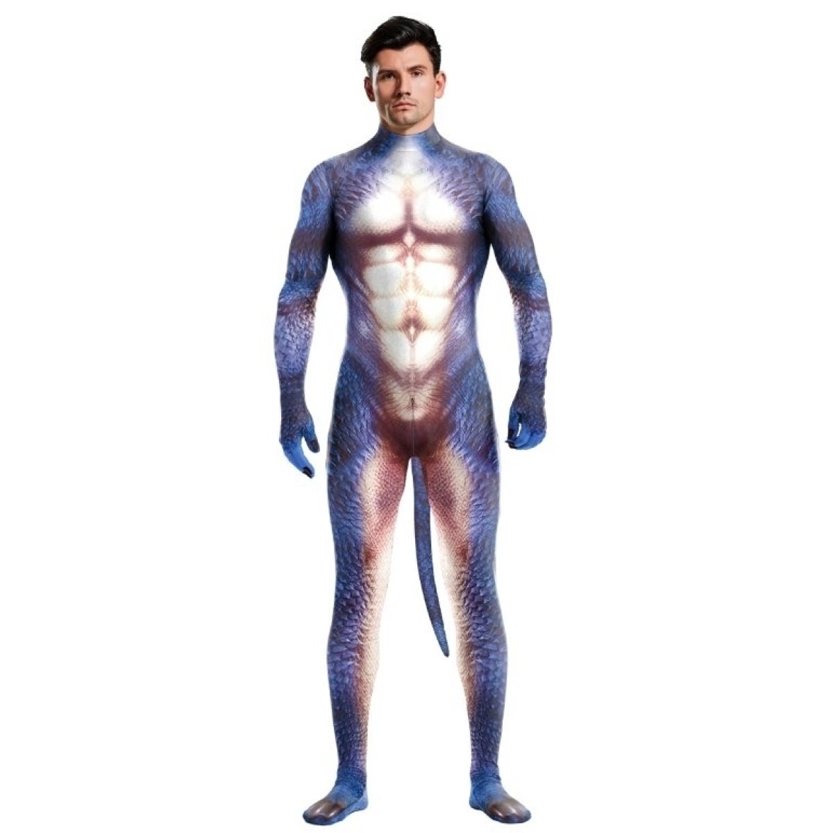 combinaison cosplay dinosaure raptus bleu blanc