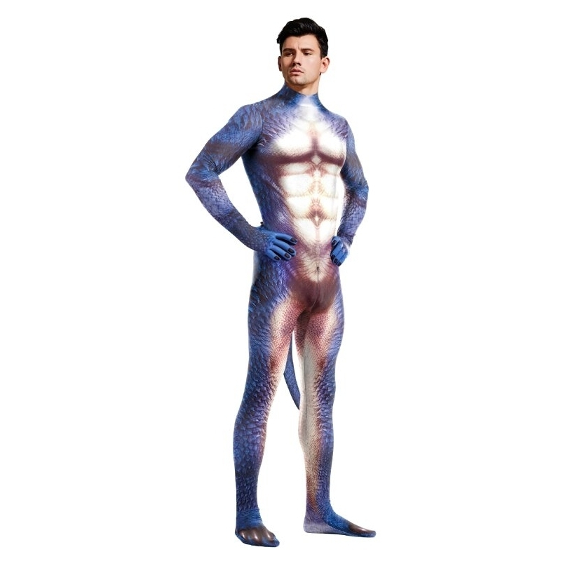 combinaison cosplay dinosaure raptus bleu blanc 2