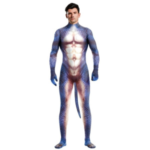combinaison cosplay dinosaure raptus bleu blanc