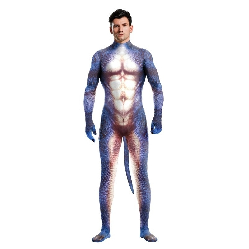 combinaison cosplay dinosaure raptus bleu blanc