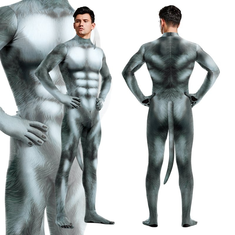 combinaison cosplay loup wolf gris