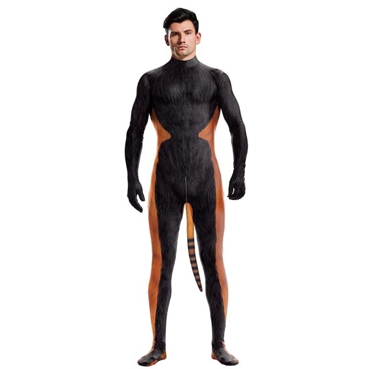 combinaison cosplay panda roux raccoon noir orange