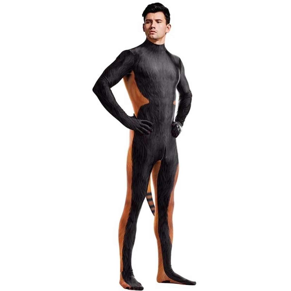 combinaison cosplay panda roux raccoon noir orange 2