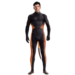 combinaison cosplay panda roux raccoon noir orange