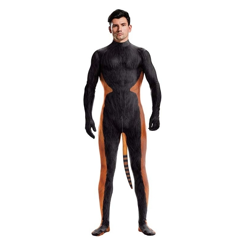 combinaison cosplay panda roux raccoon noir orange