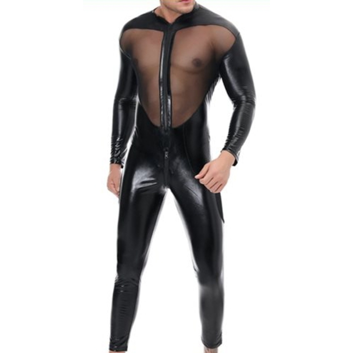 combinaison integrale tulle et fetish noire