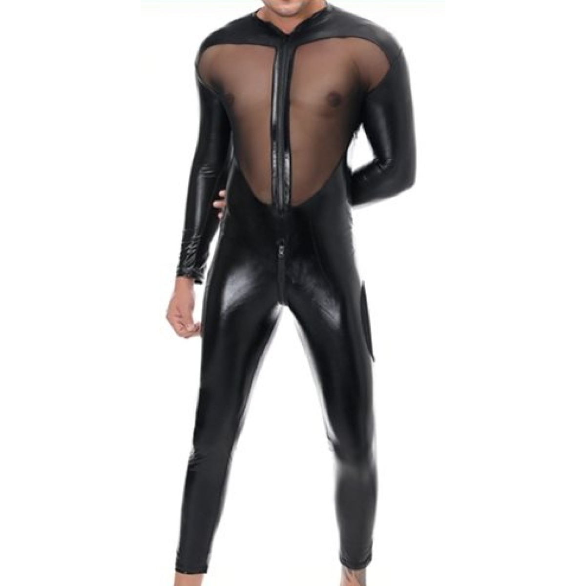 combinaison integrale tulle et fetish noire 2