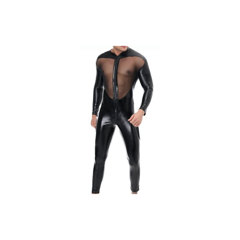 combinaison integrale tulle et fetish noire