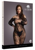 combinaison ouverte grande taille lace sleeved noir 2 scaled