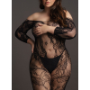 combinaison ouverte grande taille lace sleeved noir 4