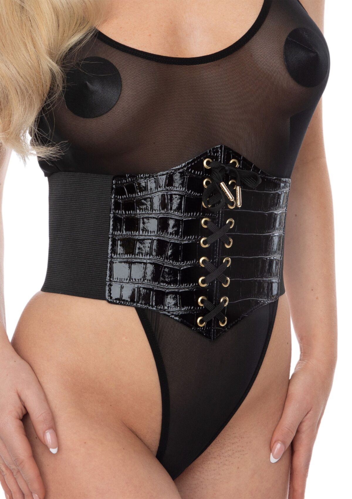 corset a lacets croco cinchery noir 2