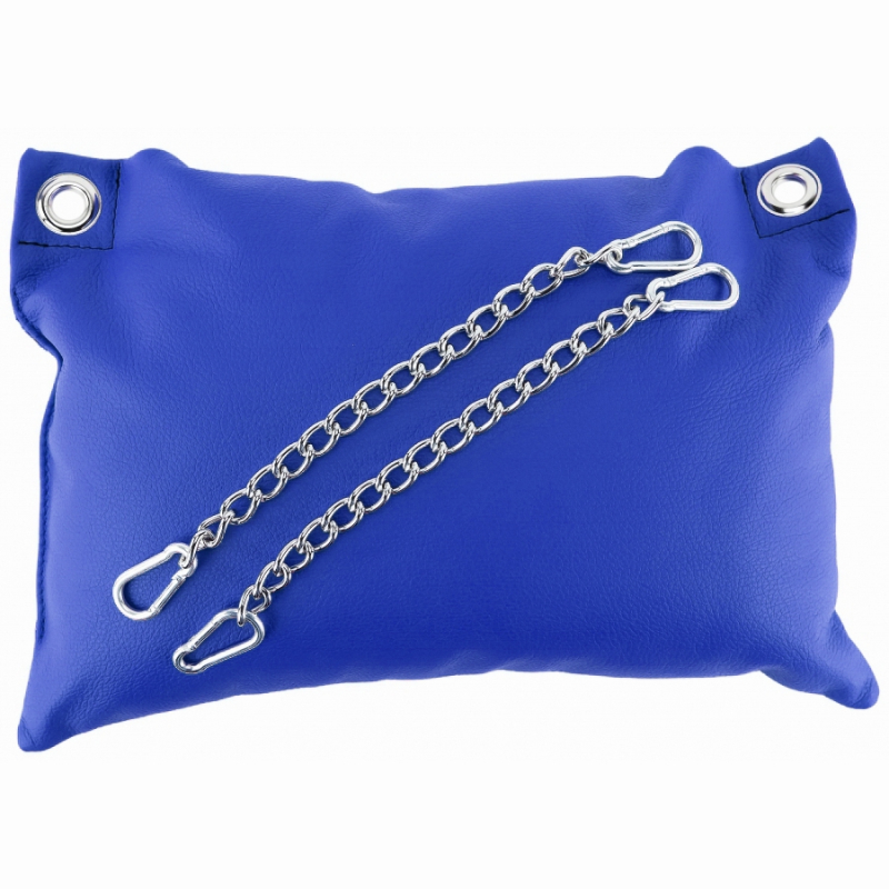 coussin en cuir 20 x 25cm chaines bleu 1