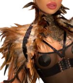couvre epaules plumes beige marron