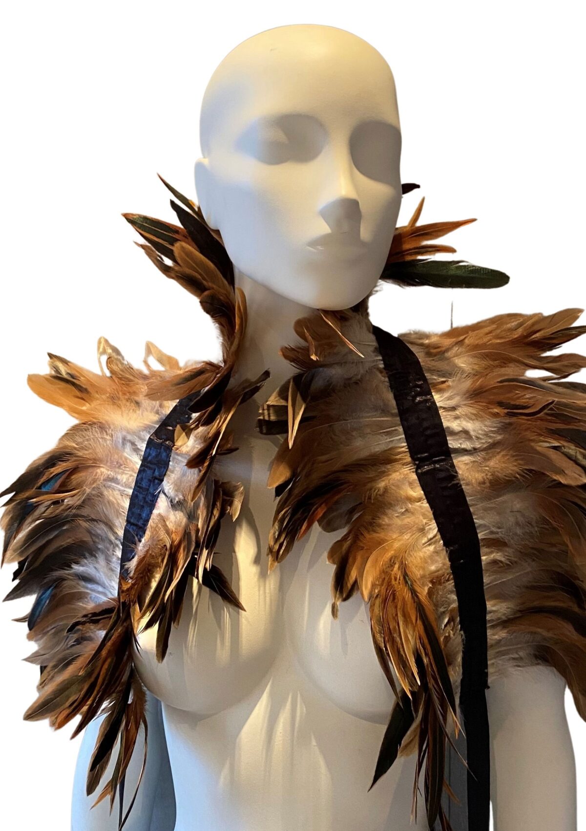 couvre epaules plumes beige marron 5