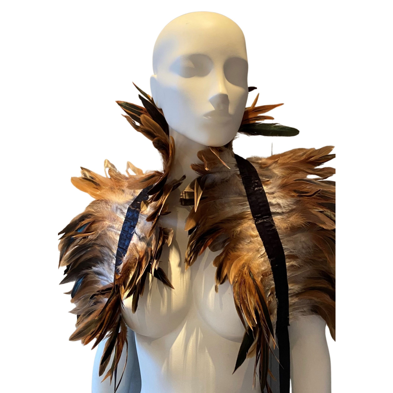 couvre epaules plumes beige marron 5