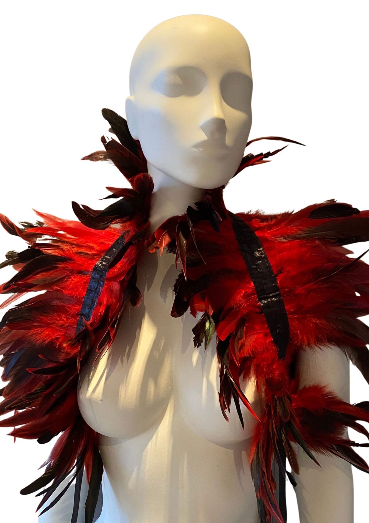 couvre epaules plumes rouge 4