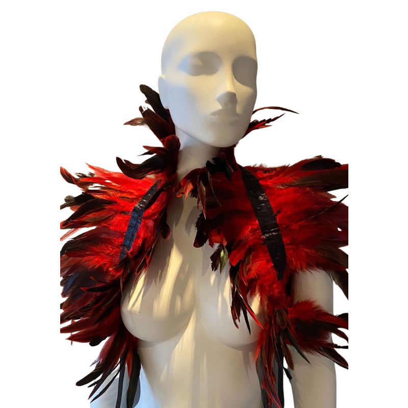 couvre epaules plumes rouge 4