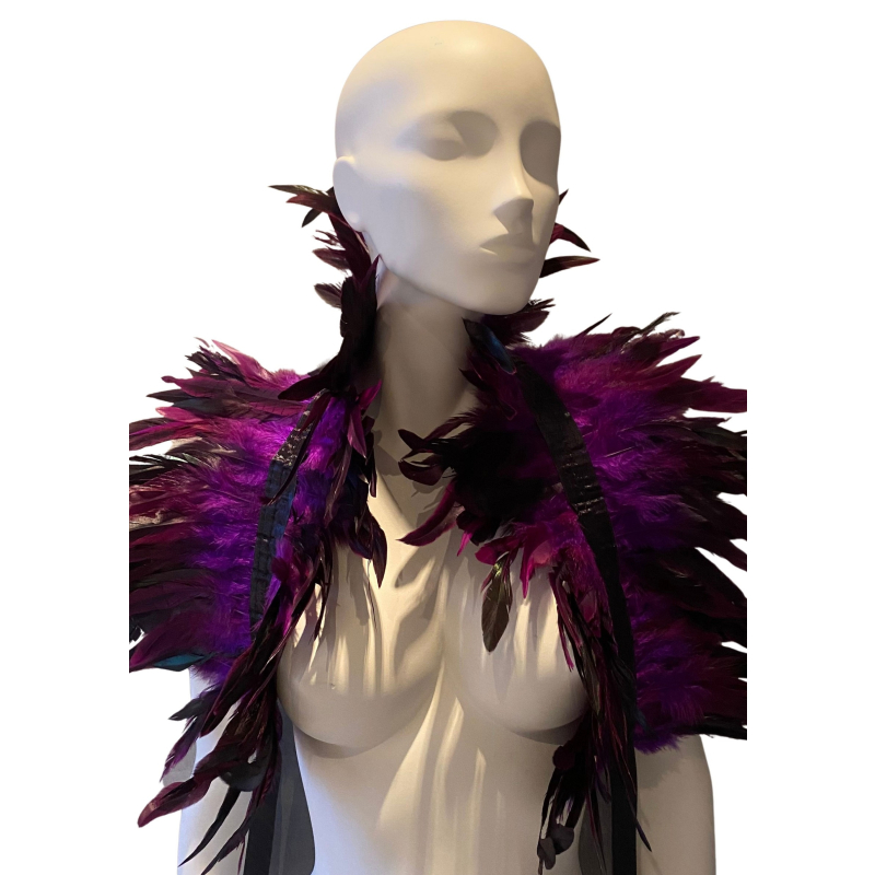 couvre epaules plumes violet 2