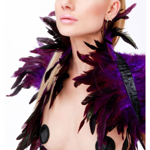 couvre epaules plumes violet