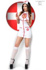 cr 3854 white sexy nurse costume dress with zipper on the neck is fastened with hooks outdoor back adding costume some c