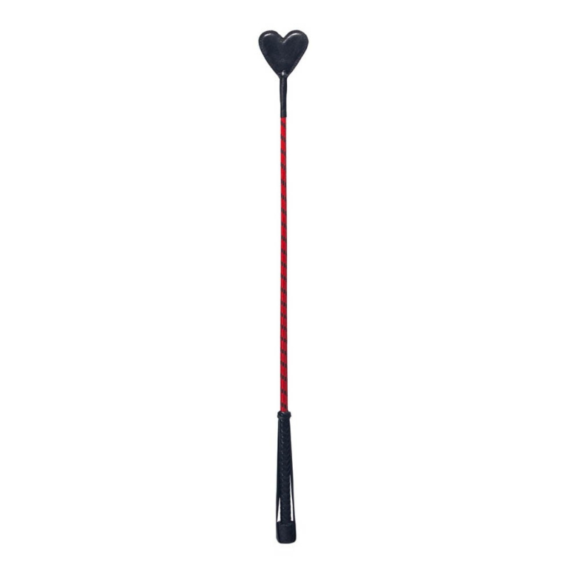 cravache en cuir avec coeur rouge 70cm