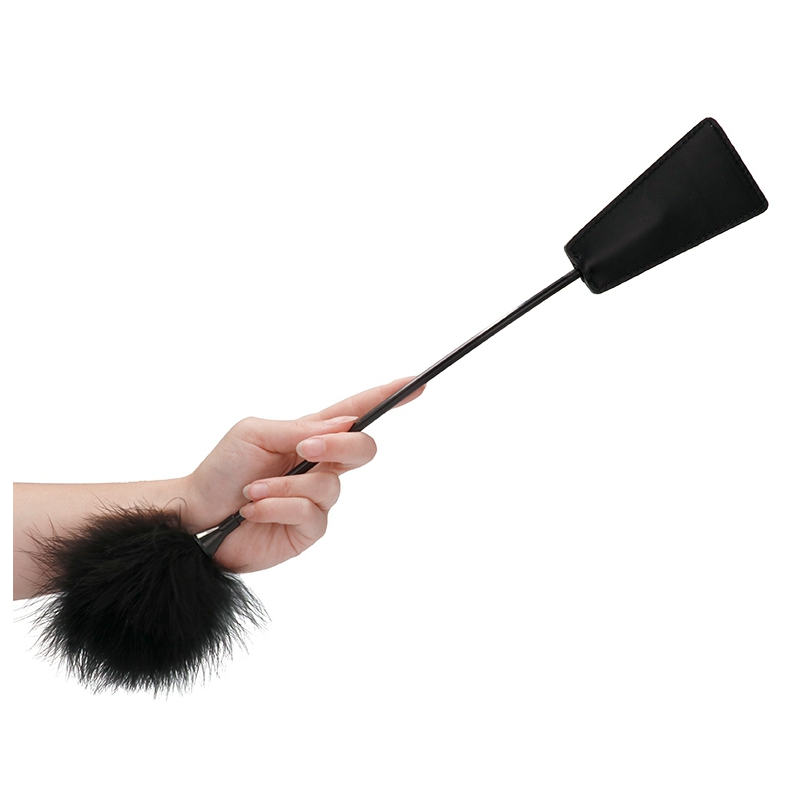cravache et plumeau ouch 43cm noir 2