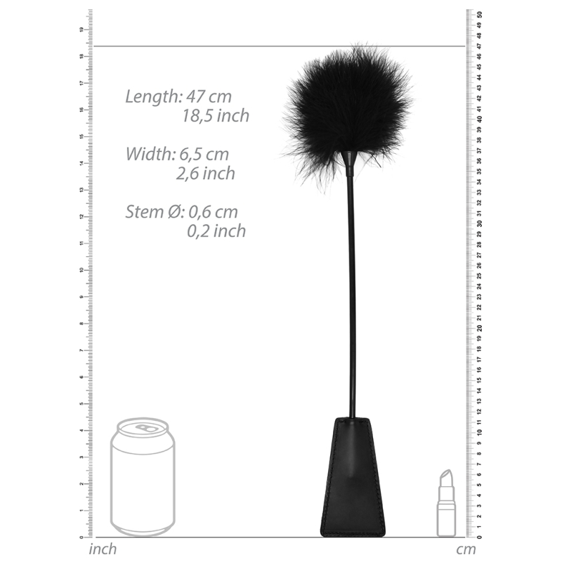 cravache et plumeau ouch 43cm noir 3