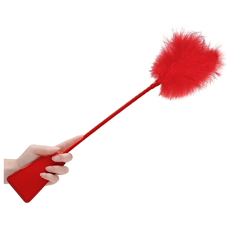 cravache et plumeau ouch 43cm rouge 1
