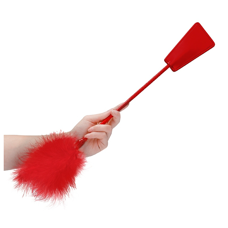 cravache et plumeau ouch 43cm rouge 2