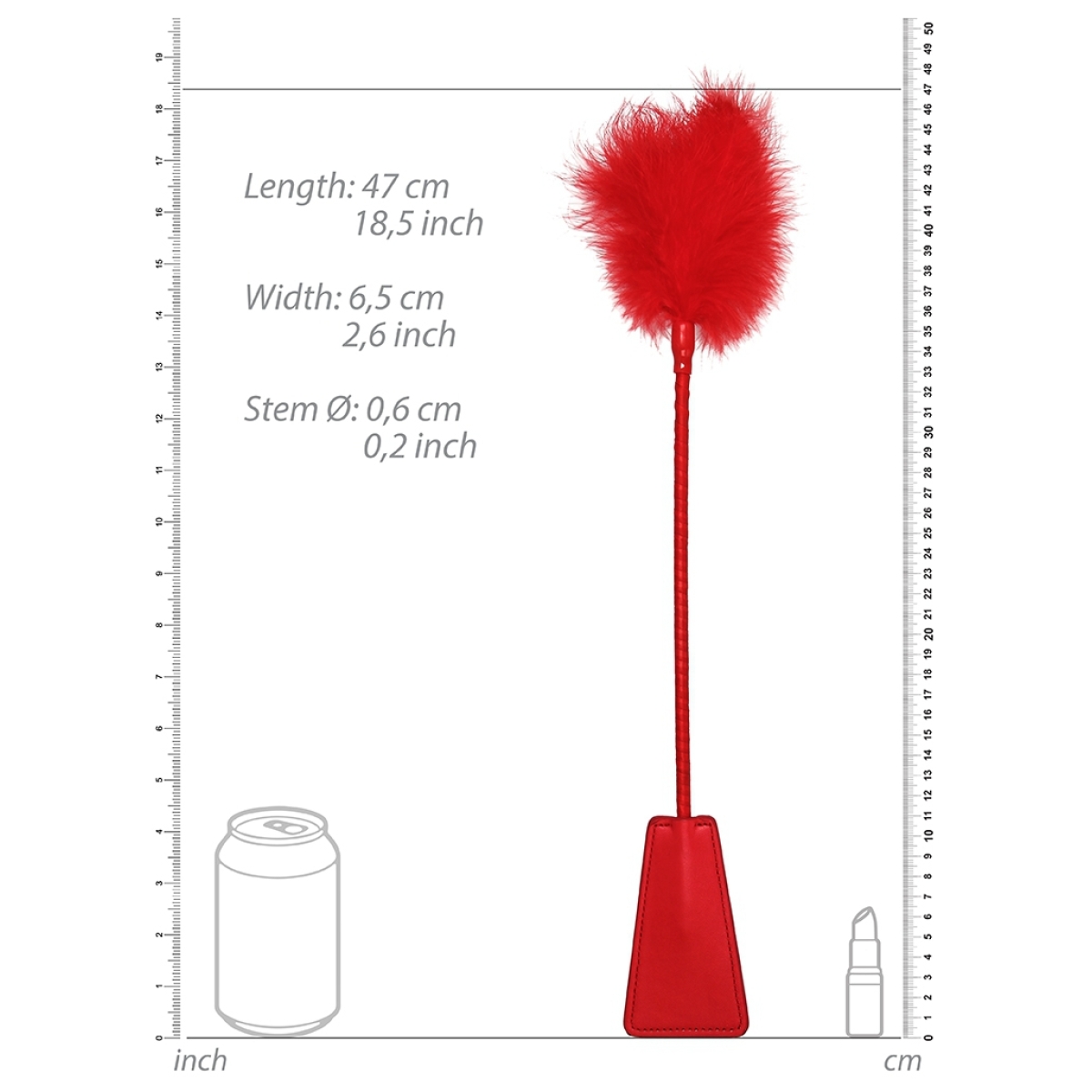cravache et plumeau ouch 43cm rouge 3