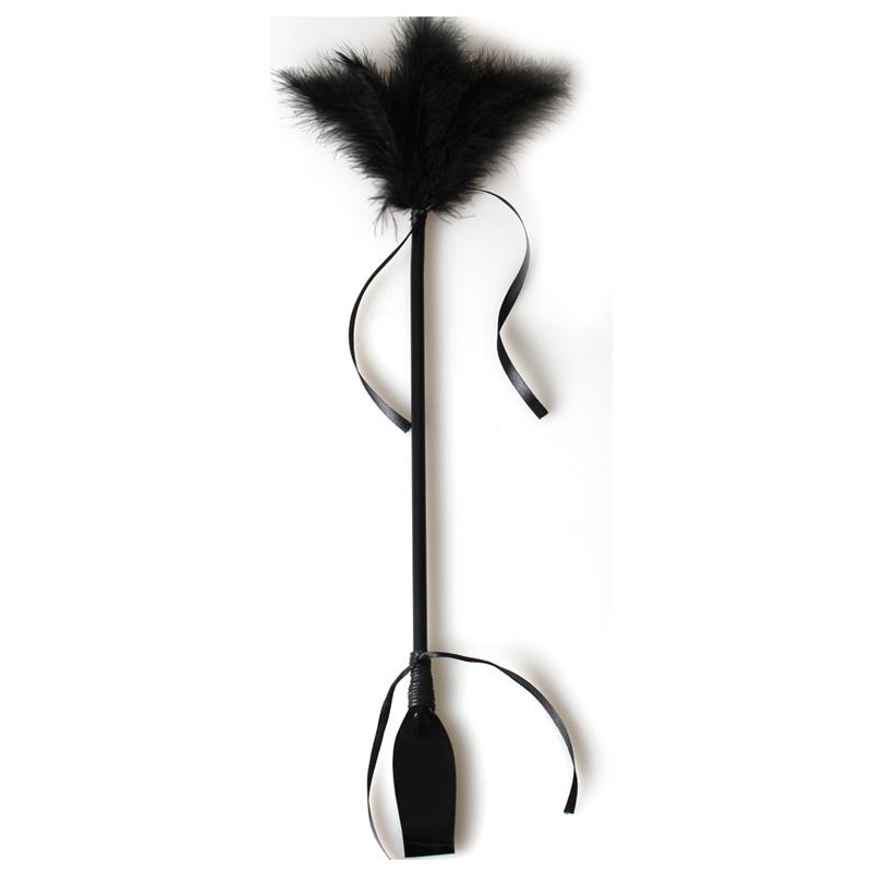 cravache et plumeau secret touch 50cm noir