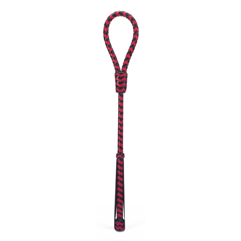 cravache round 50cm noir rouge
