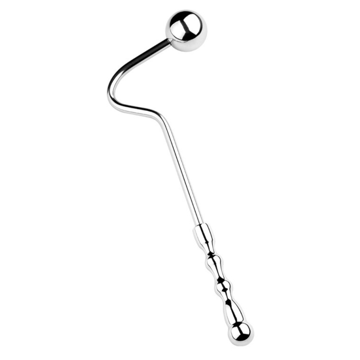 crochet anal en metal avec poignee double ball 10cm 1
