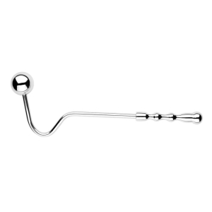 crochet anal en metal avec poignee double ball 10cm