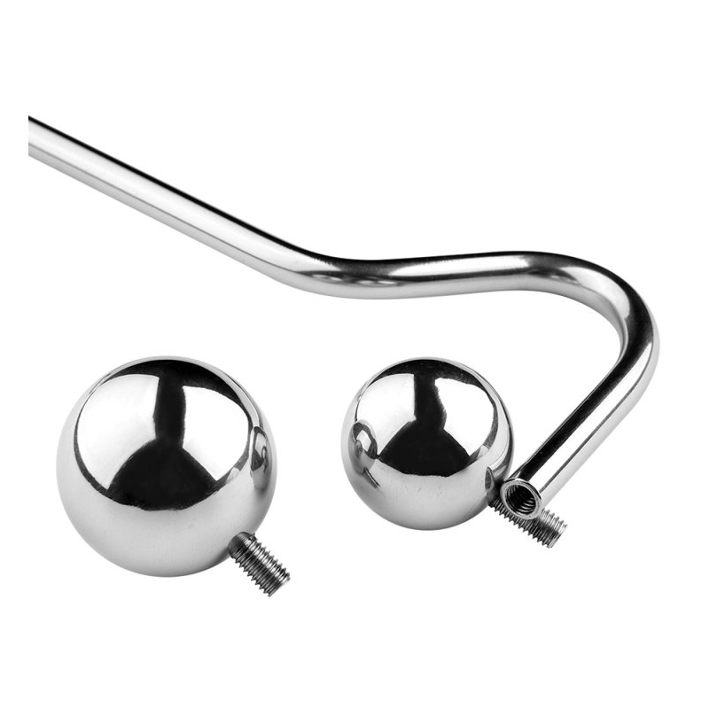 crochet anal en metal avec poignee double ball 10cm 4