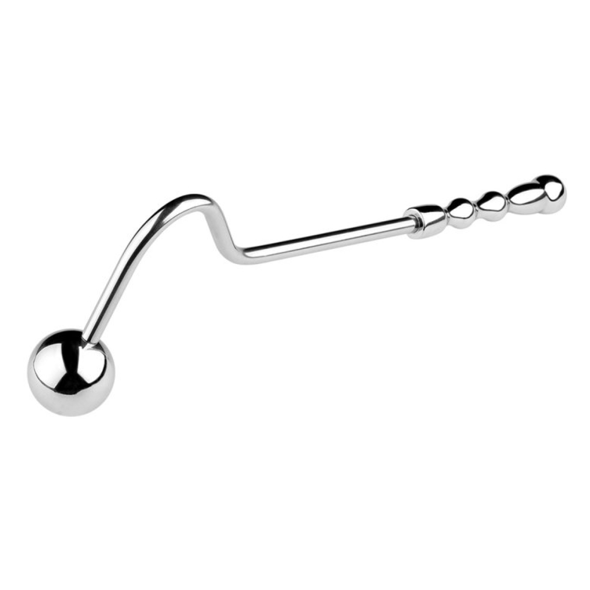 crochet anal en metal avec poignee double ball 10cm 7