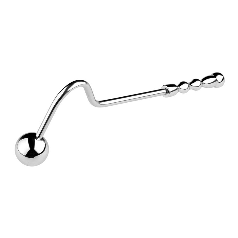 crochet anal en metal avec poignee double ball 10cm 7
