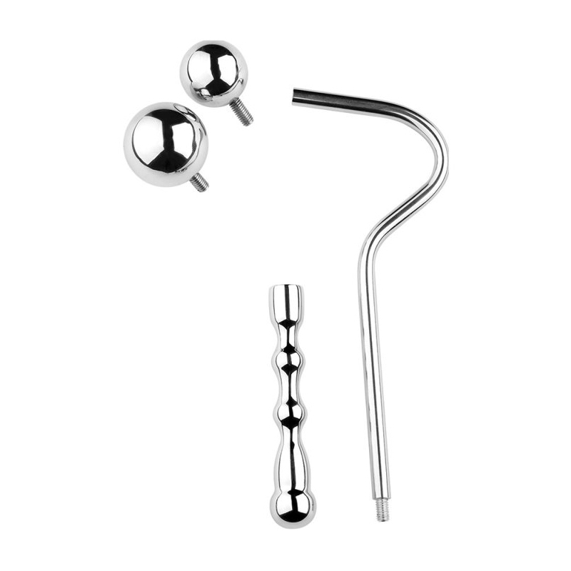 crochet anal en metal avec poignee double ball 10cm 8