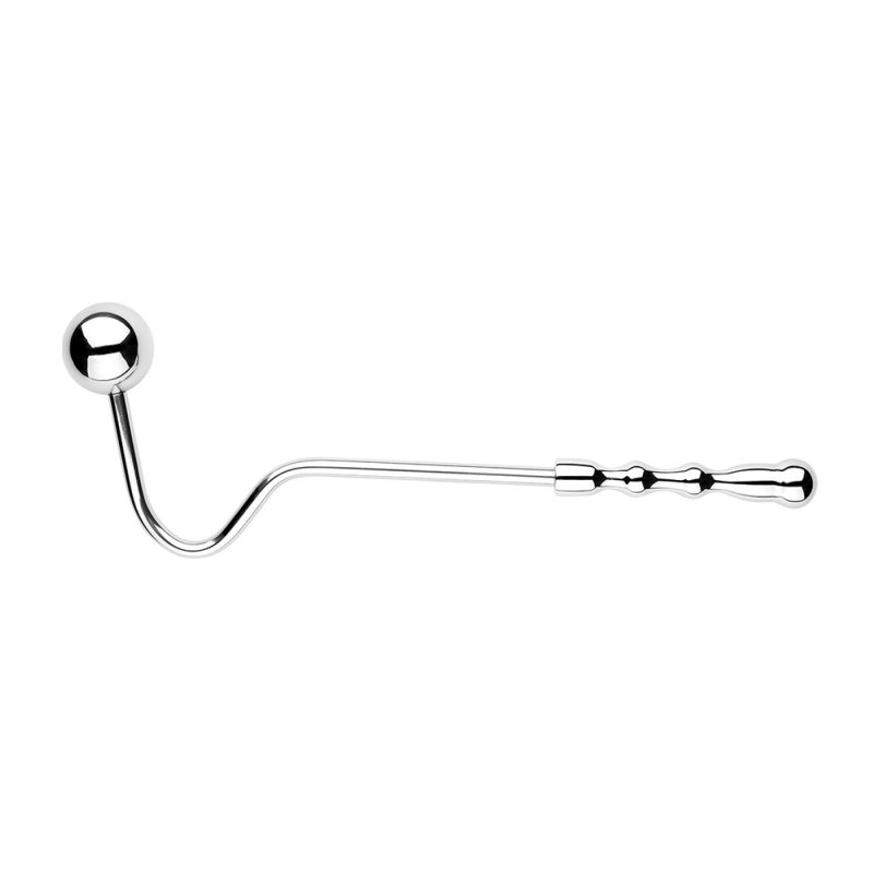 crochet anal en metal avec poignee double ball 10cm