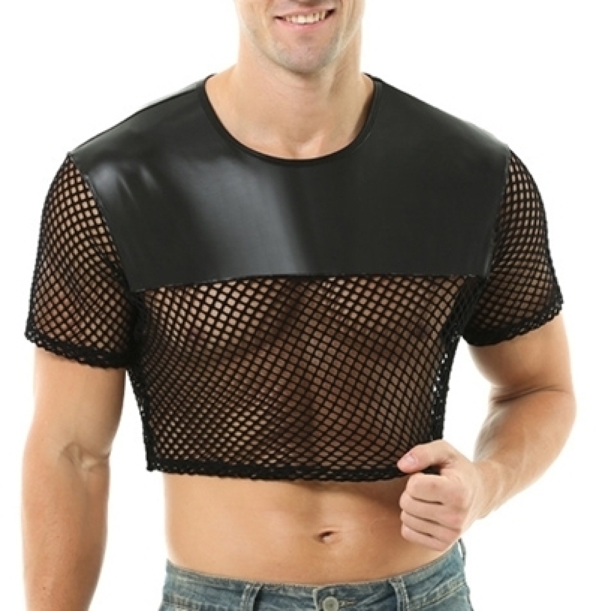 crop top net n fetish noir