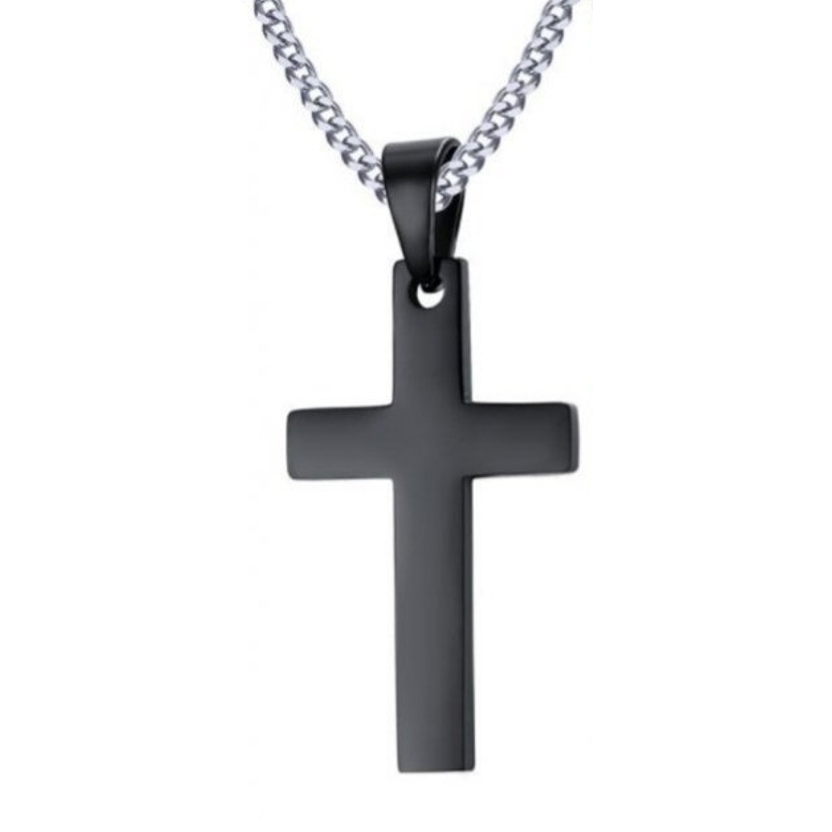 cross pendant chain necklace for men black 1