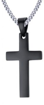cross pendant chain necklace for men black 1
